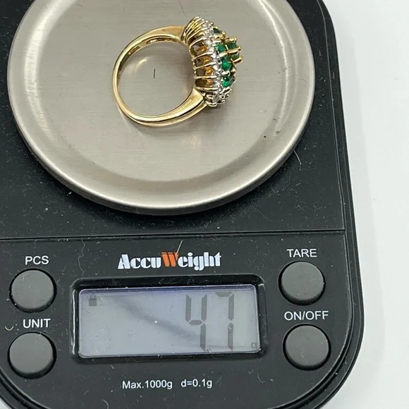 Vintage Emerald 925 Gold Vermeil Cluster Ring - Picture 17 of 17